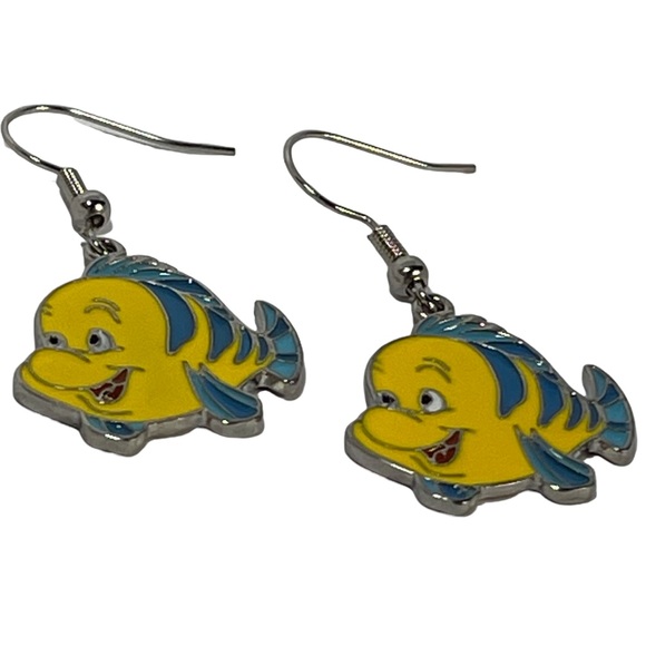 The Little Mermaid Flounder metal earrings NEW - Picture 4 of 5